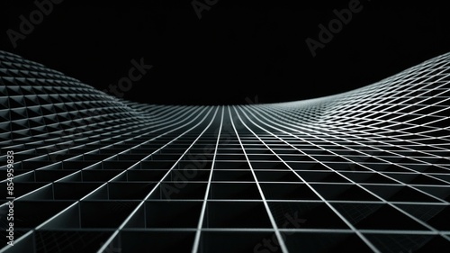 Dynamic Black Cube Wave Background with Abstract 3D Design and Modern Technology Twist. AIG53M photo