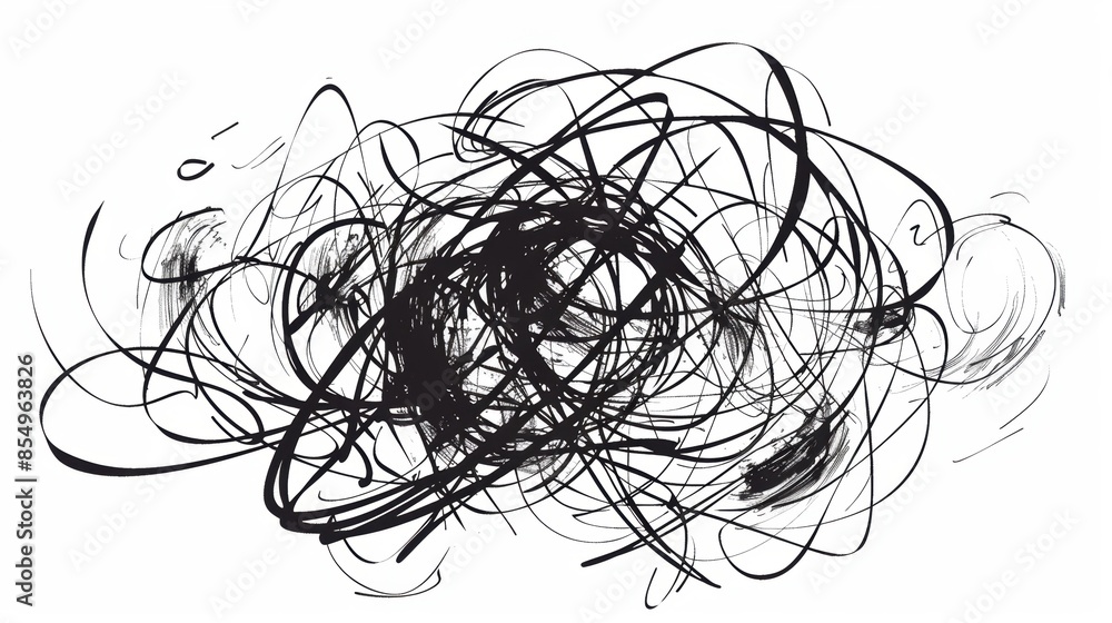 Abstract black ink swirls on white background Abstract black ink swirls on white background