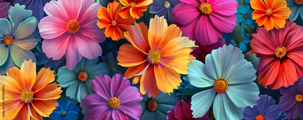 Colorful flower pattern creating an artistic background Colorful flower pattern creating an artistic background