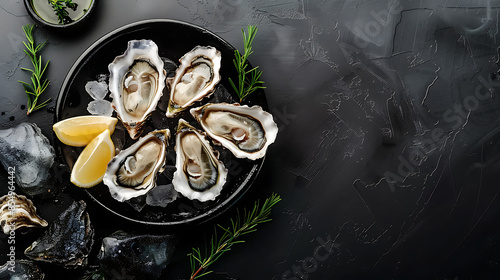 fresh oysters, close-up food photography