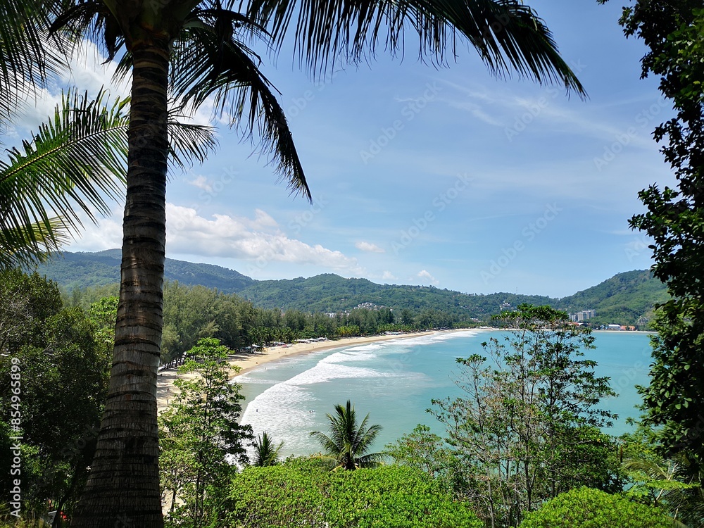 Obraz premium View at Kamala Beach Phuket from the Kamala viewpoint, Thailand