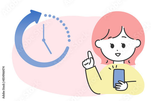 上手に時短・効率化をする女性のイラスト　スマートフォン