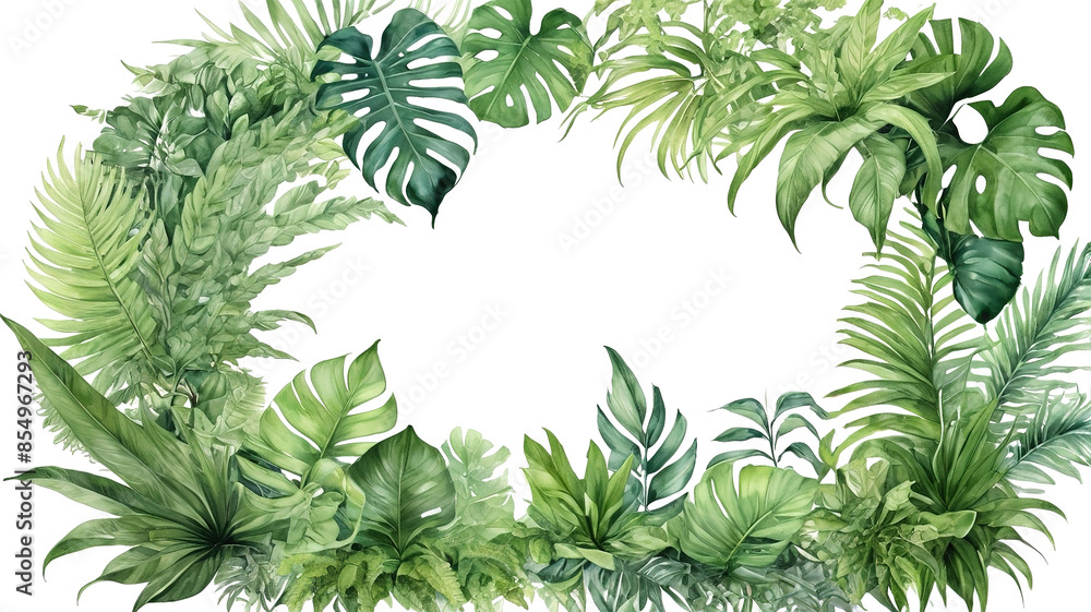 Bouquet of various green leaves, space for text. Colorful collage, isolated transparent background. Bouquet of various green leaves, space for text. Colorful collage, isolated transparent background.