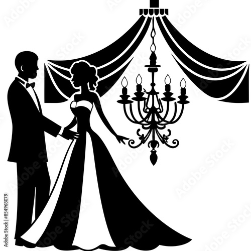 wedding invitation with bride and groom