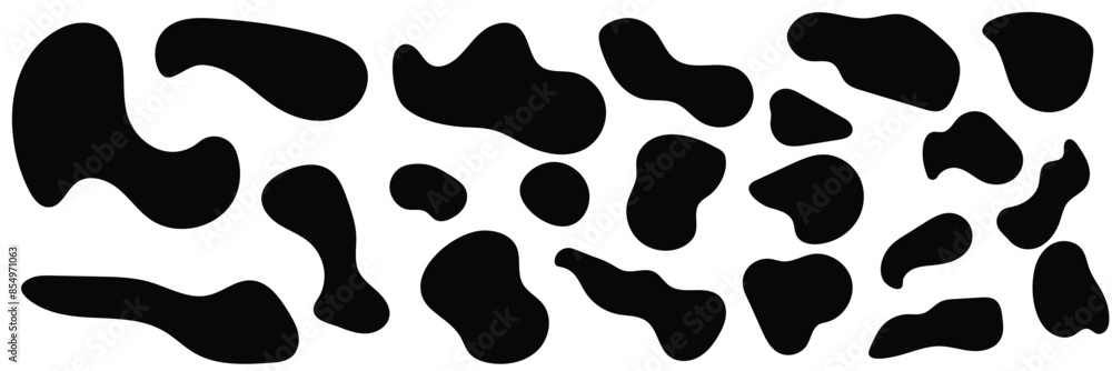 Blob shape organic set. Random black cube drops simple shapes. Pebble, inkblot, drops and stone silhouettes. Collection of paint liquid black blotch spot irregular form Blob shape organic set. Random black cube drops simple shapes. Pebble, inkblot, drops and stone silhouettes. Collection of paint liquid black blotch spot irregular form