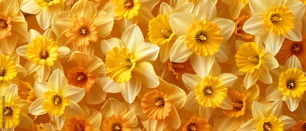 Obraz premium Daffodil pattern clipart with daffodils in a repeating pattern