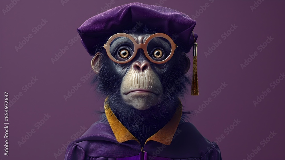 A Whimsical Surreal of a Langur Monkey in Academic Graduation Attire A Whimsical Surreal of a Langur Monkey in Academic Graduation Attire