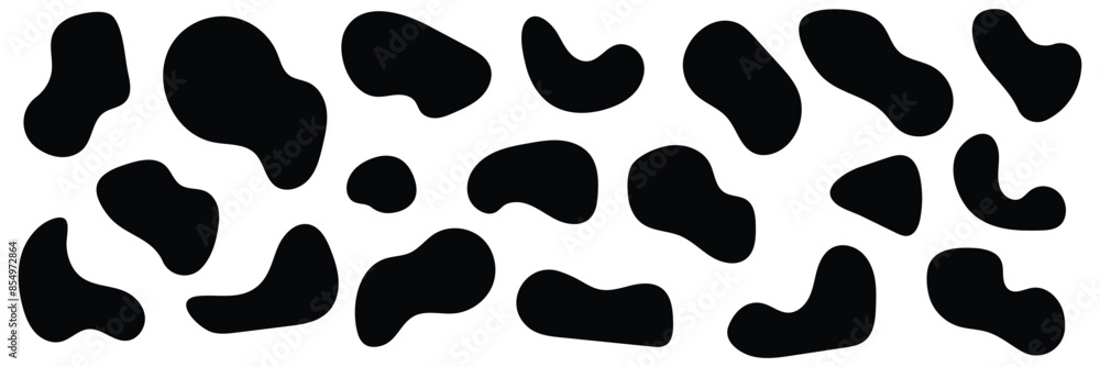 Blob shape organic set. Random black cube drops simple shapes. Pebble, inkblot, drops and stone silhouettes. Collection of paint liquid black blotch spot irregular form Blob shape organic set. Random black cube drops simple shapes. Pebble, inkblot, drops and stone silhouettes. Collection of paint liquid black blotch spot irregular form