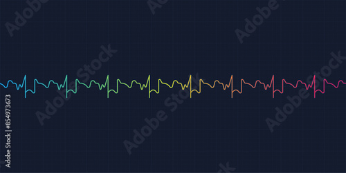 Emergency ekg monitoring. Blue glowing neon heart pulse. Heart beat. Electrocardiogram