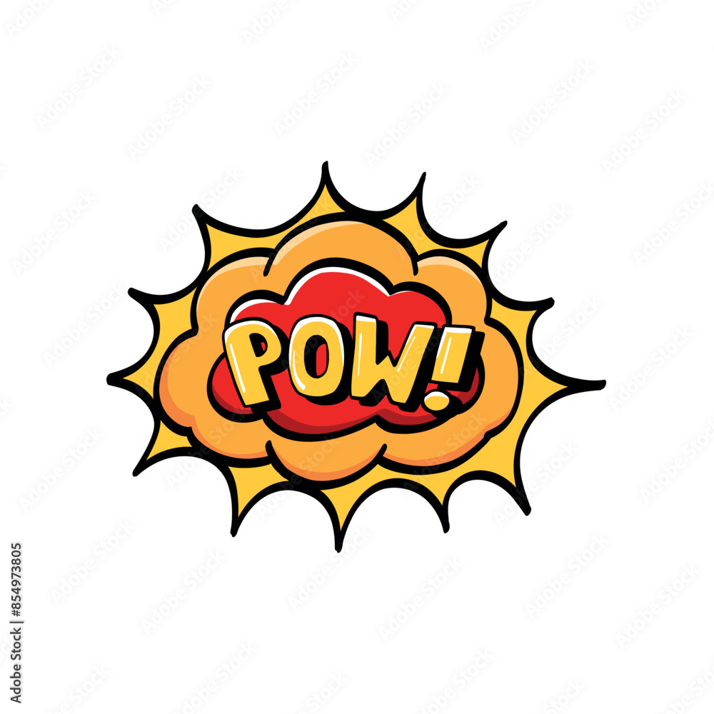Speech bubble pow. Comic speech bubble with emotion. Hand drawing. Color vector illustration in cartoon line style. Speech bubble pow. Comic speech bubble with emotion. Hand drawing. Color vector illustration in cartoon line style.