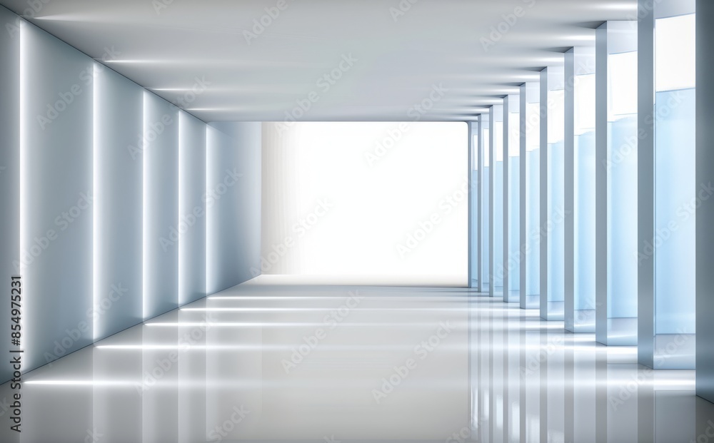 Modern Minimalist White Hallway with Light Modern Minimalist White Hallway with Light