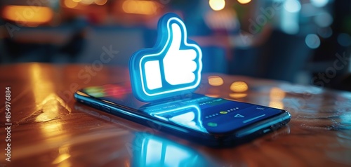 A thumbs up icon for the facebook like button blurred background