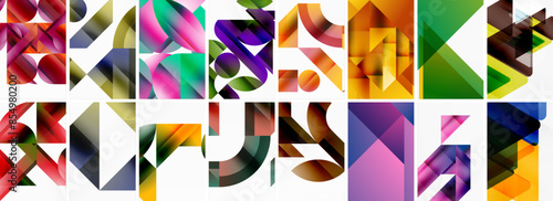 Triangles and circles abstract shapes templates set