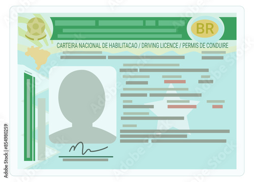 Driver's license from Brazil in flat design style (cut out)