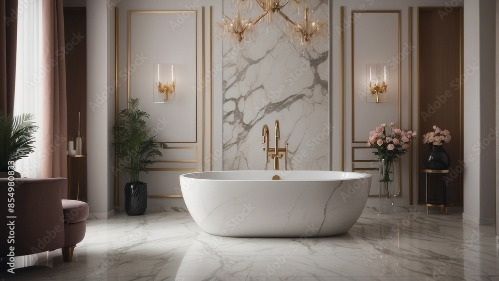 Heavenly bathroom with golden accents Heavenly bathroom with golden accents