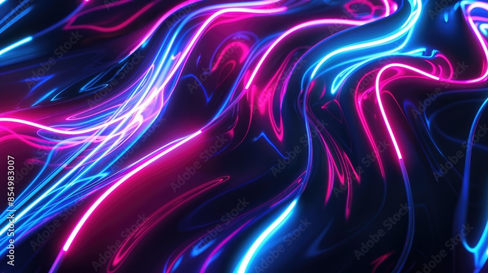 Obraz premium Glowing neon streaks on a dark backdrop, creating a vibrant and modern aesthetic suitable for nightlife, music, and tech designs