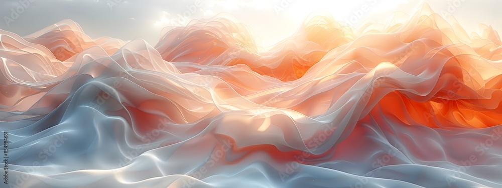 Obraz premium Serene 3D Rendered Abstract Artwork with Soothing Color Curves and Tranquil Meditative Display on