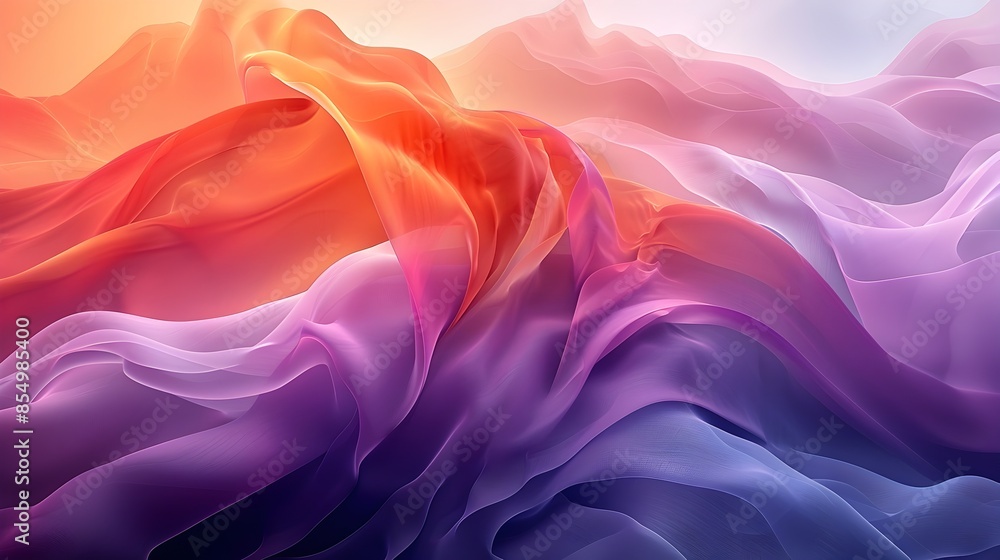 Fototapeta premium Flowing Abstract Chromatic Compositions with Lyrical Sculptural Forms in Digital Art