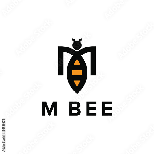 letter M bee simple sleek creative geometric modern logo design