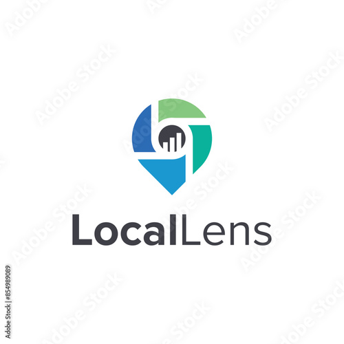local lens simple sleek creative geometric modern logo design