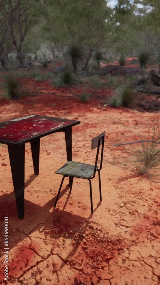 old ruster metal table in desert old ruster metal table in desert