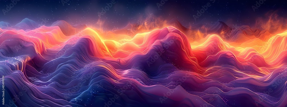 Fototapeta premium Mesmerizing Curving Abstract Lines in Vivid Hues Organic Structures and Crisp Digital