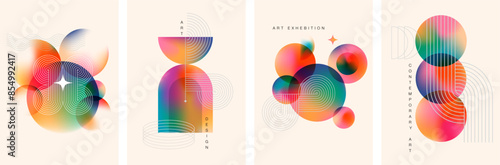 Abstract Geometric Linear background design collection. Bauhaus modern design, printable posters, banners, template concept design