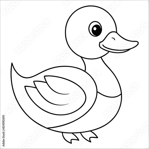 Cute Cartoon Duck line art vector illustration design for kids drawing. photo