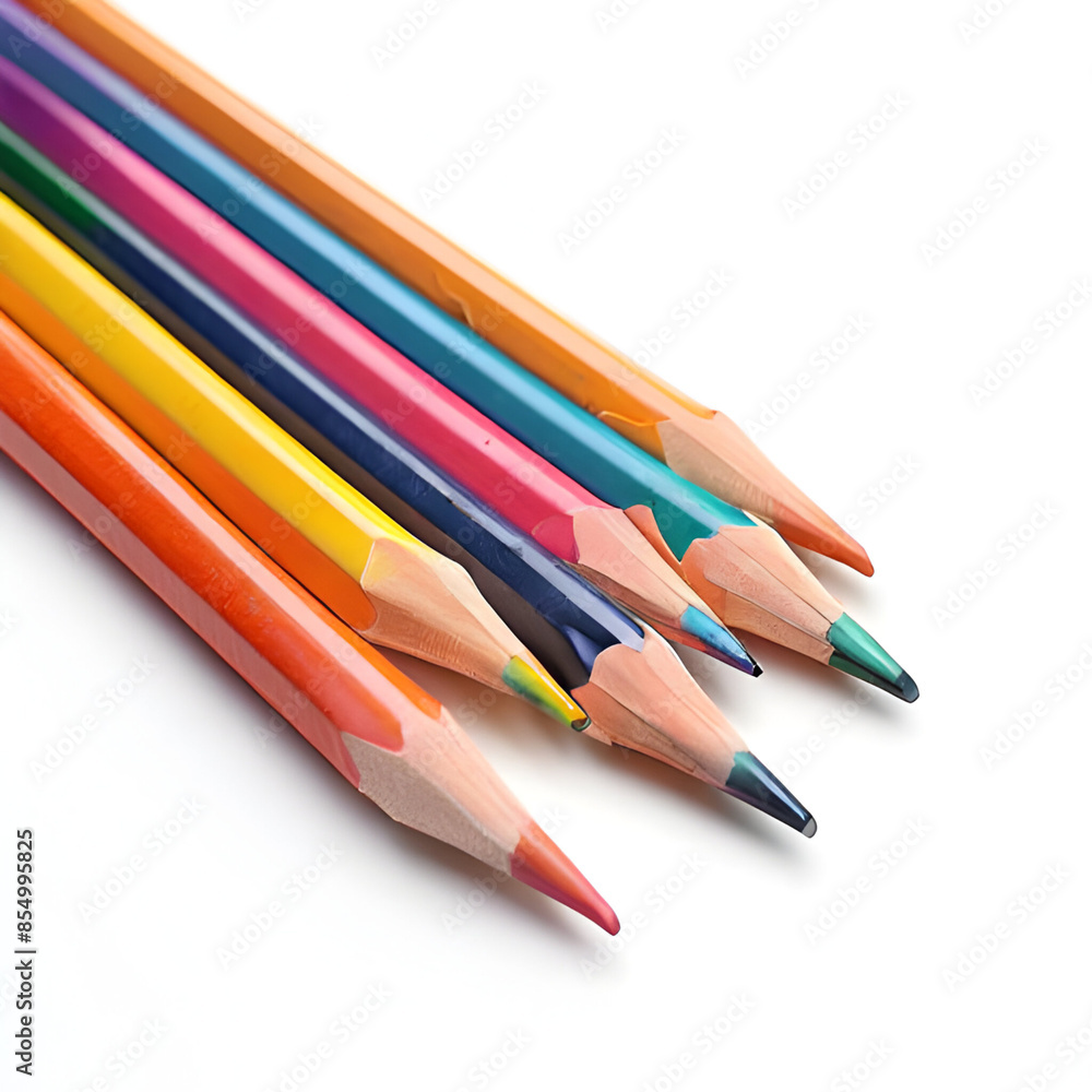 Fototapeta premium Colorful pencils for kids vibrant drawing art isolated on white background