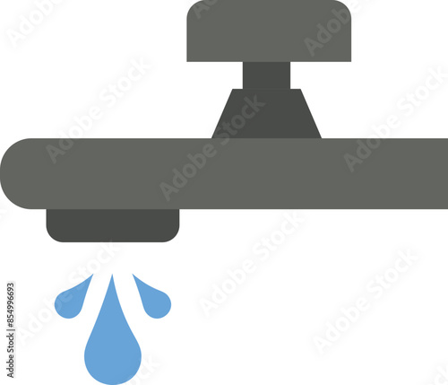 Illustration of a Water Tap, Water Faucet, Water Drop