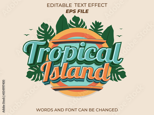 tropical text effect, font editable, typography, 3d text. vector template