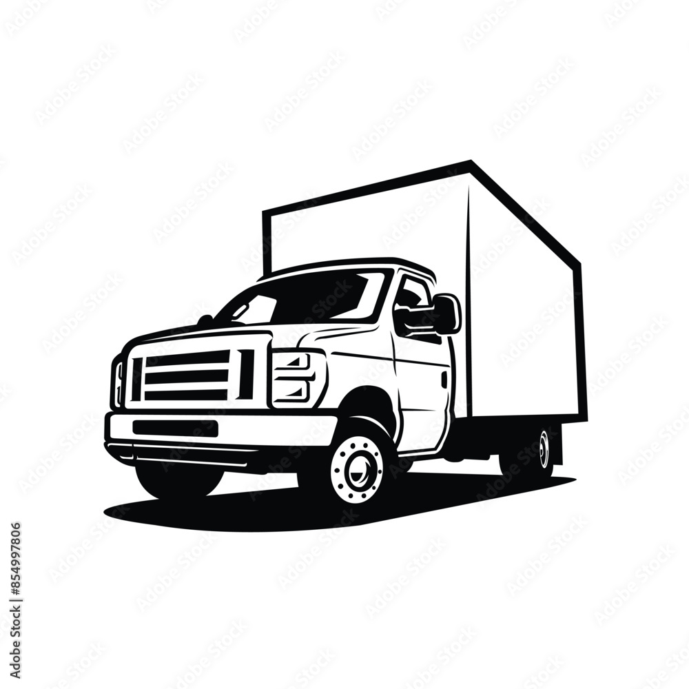 Moving Truck Box Vector Silhouette Isolated. Best for Rental Truck Company Related Industry Moving Truck Box Vector Silhouette Isolated. Best for Rental Truck Company Related Industry