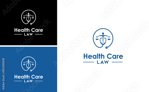 Medical law logo design. health care consultant logo vector illustration. legal consulting