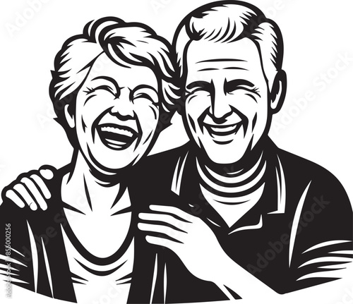 Senior Citizen Vector Illustration Silhouette. Old People Happy mood 