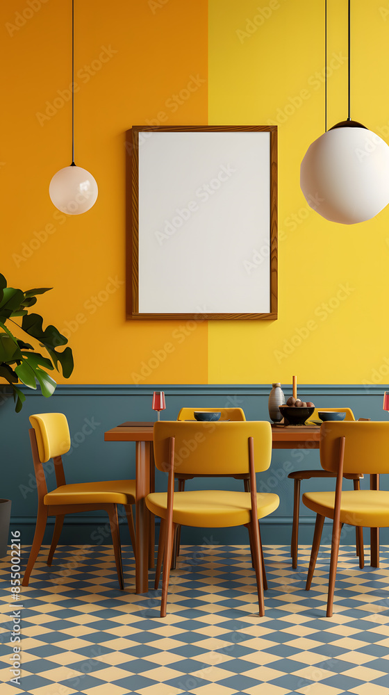 Fototapeta premium retro room, living room, dining room wall poster mockup