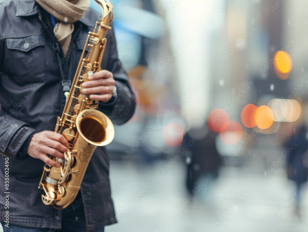 Jazzing Up the City: Passionate Musician Practicing Saxophone in Urban Setting Jazzing Up the City: Passionate Musician Practicing Saxophone in Urban Setting