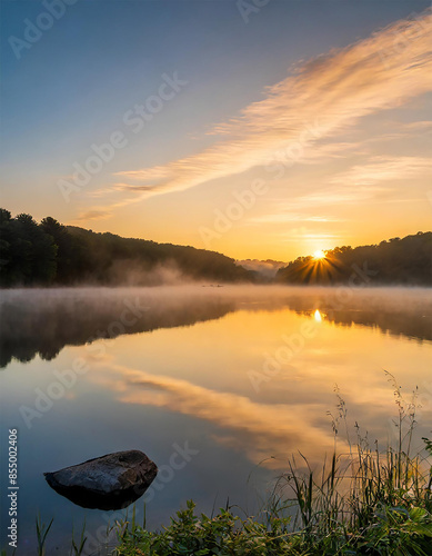 sunrise over the river