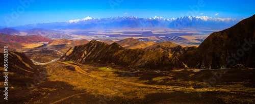 Qilian Mountain Grassland Snow Mountain Scenery photo