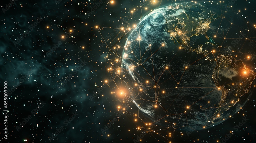 Global Digital Network Connectivity Over Earth Global Digital Network Connectivity Over Earth