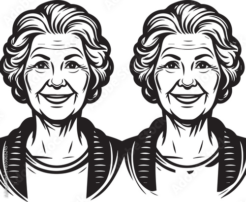 Senior Citizen Vector Illustration Silhouette. Old People Happy mood 