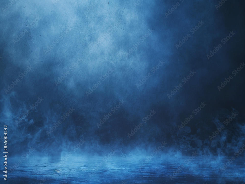 Fototapeta premium Fog in the darkness, abstract dark blue background for display