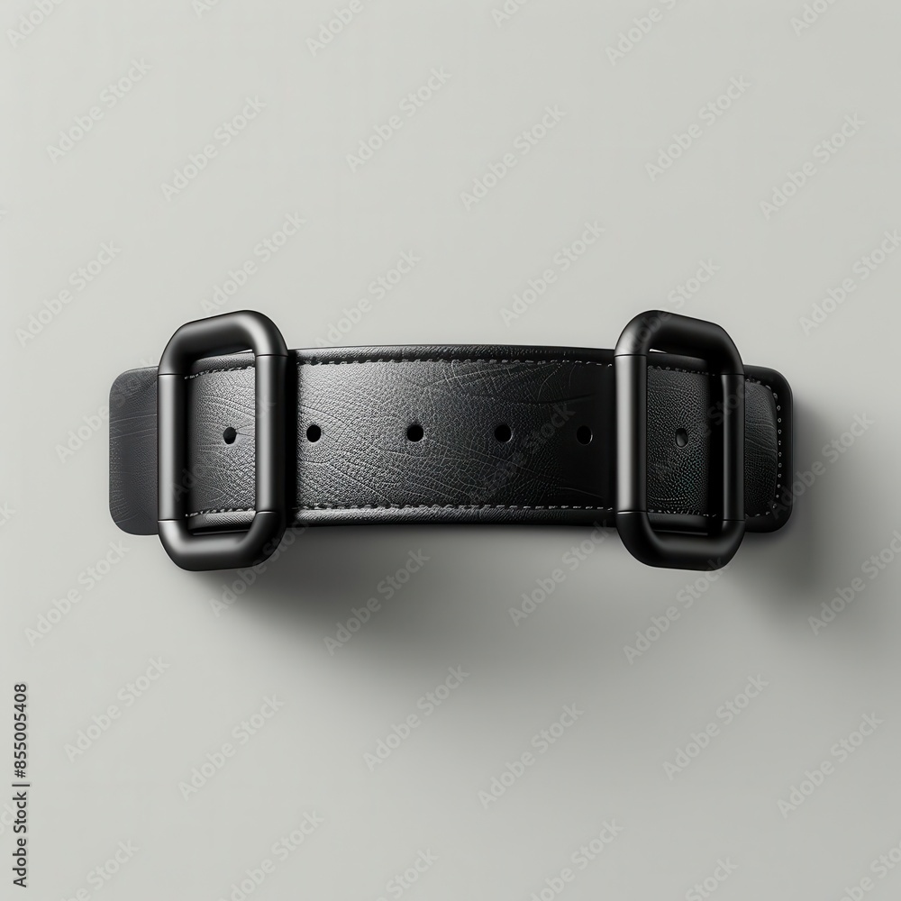 Black leather belt with double D-ring buckles, isolated on white background. Black leather belt with double D-ring buckles, isolated on white background.