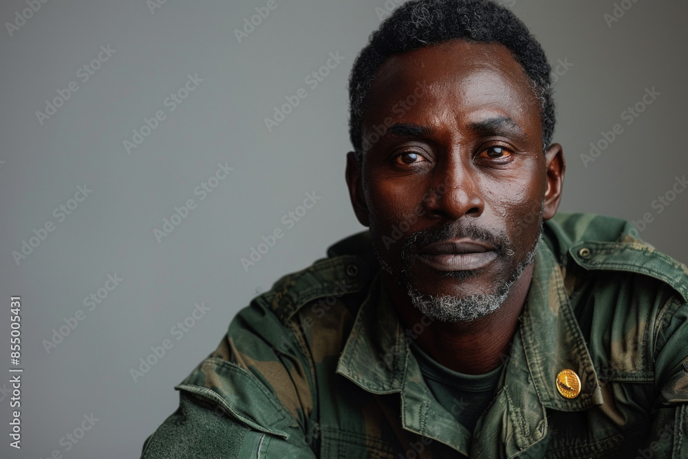 Portrait of a serious soldier in military uniform Portrait of a serious soldier in military uniform