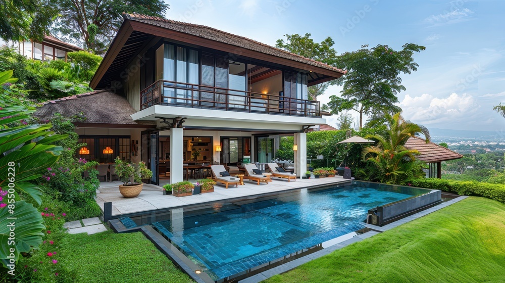 Fototapeta premium Traditional house with fresh view