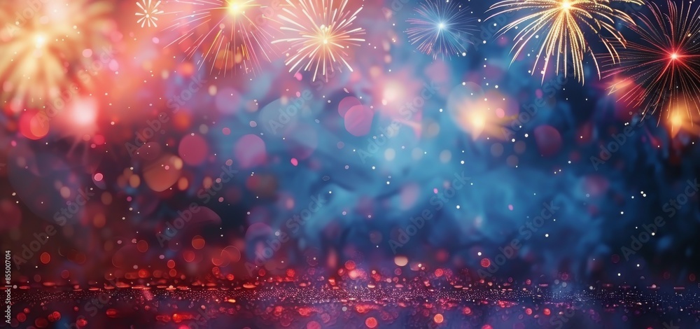 Fototapeta premium Colorful Fireworks Display Against Night Sky