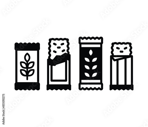 granola bar snack food meal icons vector design black white color simple illustration sets