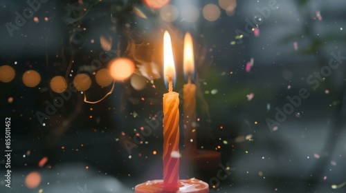 Close up shot of a birthday candle being lit captured with a double exposure technique for a dynamic and stunning visual