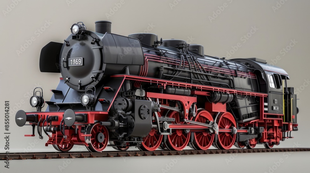Steam locomotive, renovated, looks like a model but is real. Generative AI Steam locomotive, renovated, looks like a model but is real. Generative AI