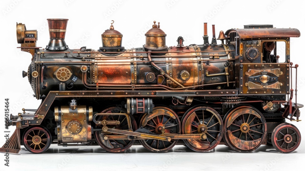 Steam locomotive, renovated, looks like a model but is real. Generative AI Steam locomotive, renovated, looks like a model but is real. Generative AI