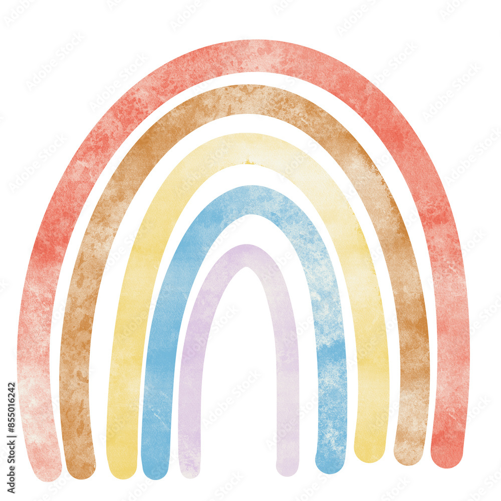 Watercolor illustration of a boho rainbow in pastel tones.
Watercolor illustration of a boho rainbow in pastel tones.